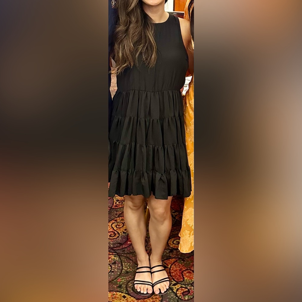 Mustard Seed Black Tiered A-Line Dress